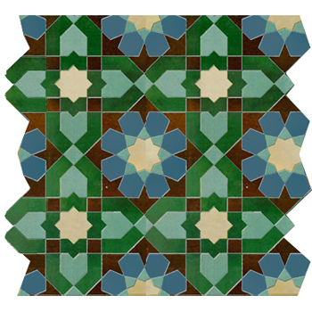 Mosaic House Moroccan tile Ketyani Custom 12-10-19-28-11 Green,   Beige,   Light Green,   Brown,   Teal, blue, green   solid zellige, mosaic, zellij, field, pattern, glaze, classic, stars, intricate 